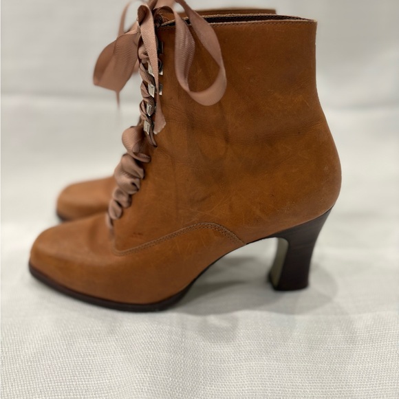 Shoes - Rare vintage 80s Euro Club Granny Style Lace Up Boots Size 6-6.5 Leather